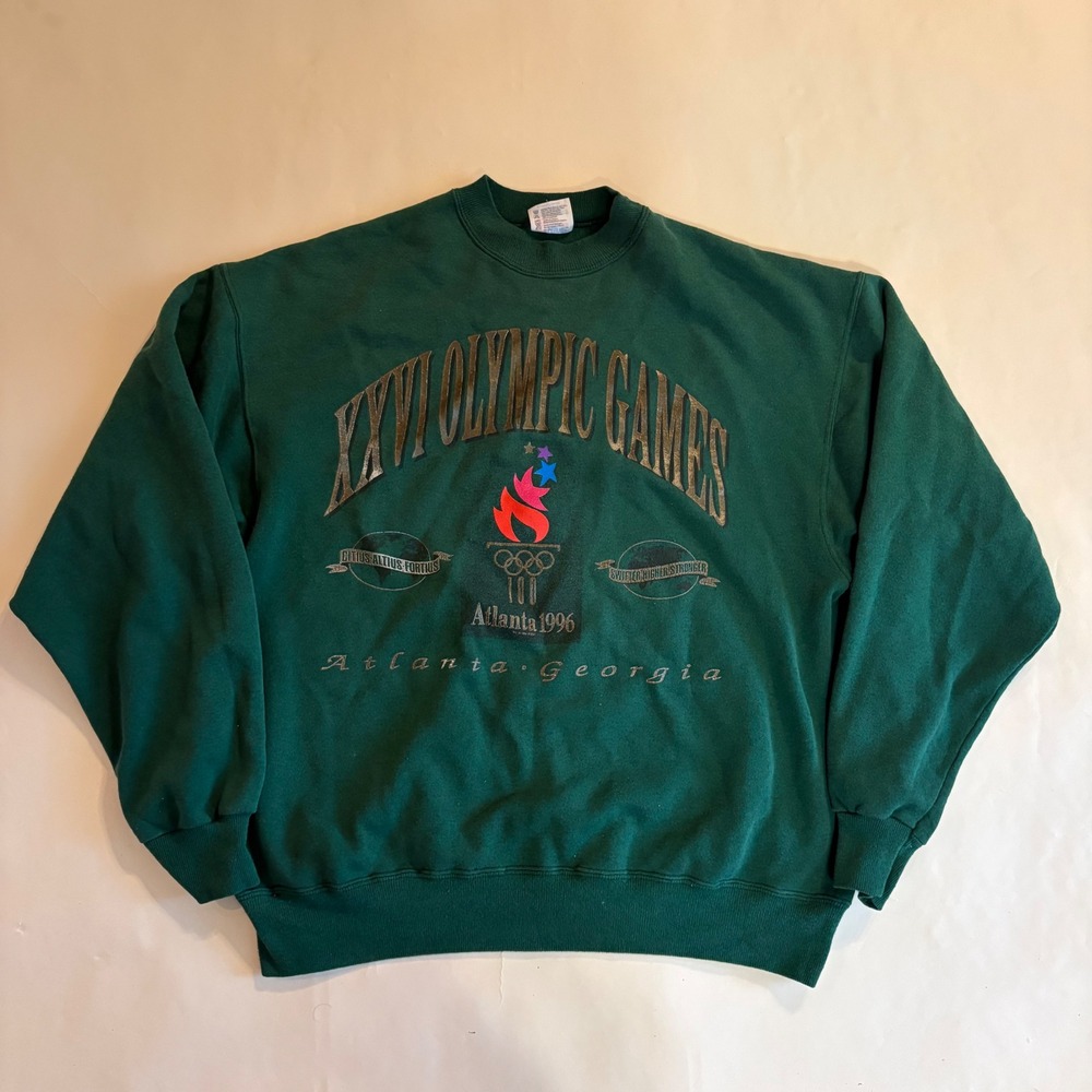 Vintage Hanes 1996 Atlanta Olympic Games Sweatshirt Green XL USA Fabric